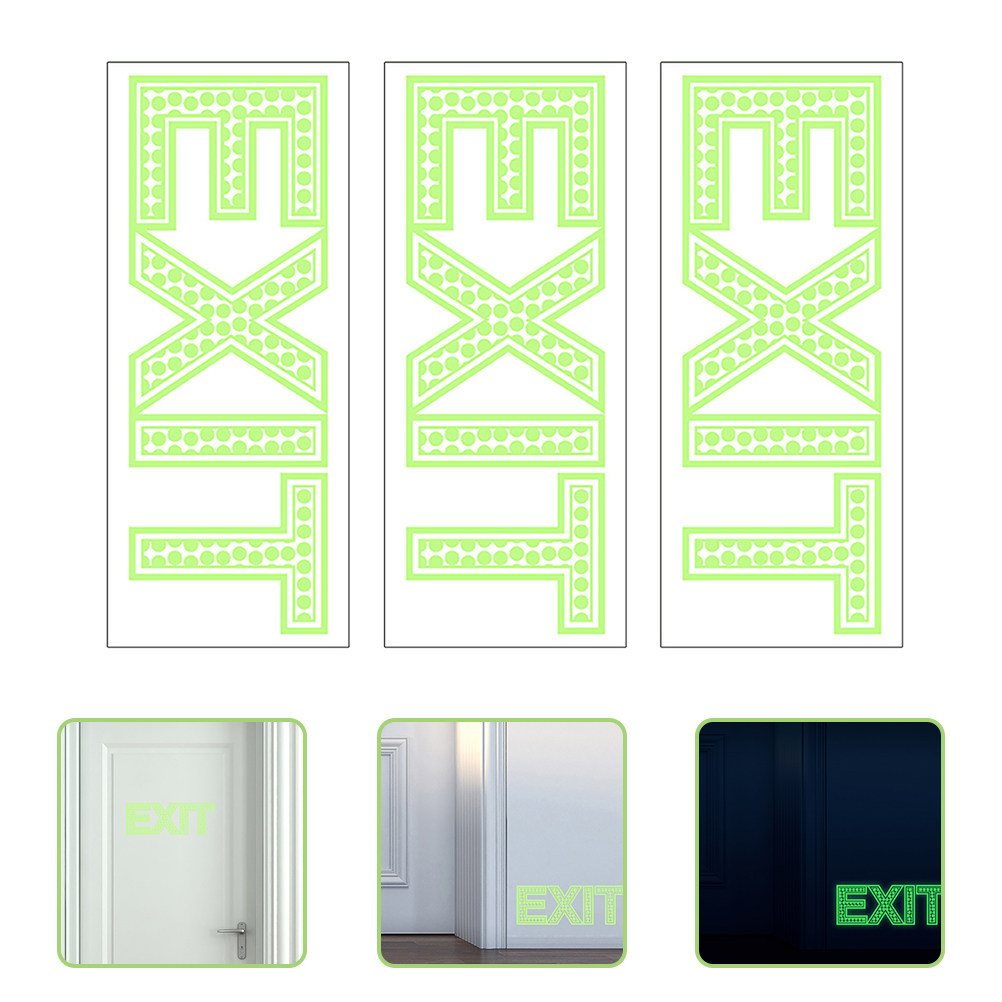 Emergency Exit Sign - 3Pcs Exit Signs Night Luminous Glow