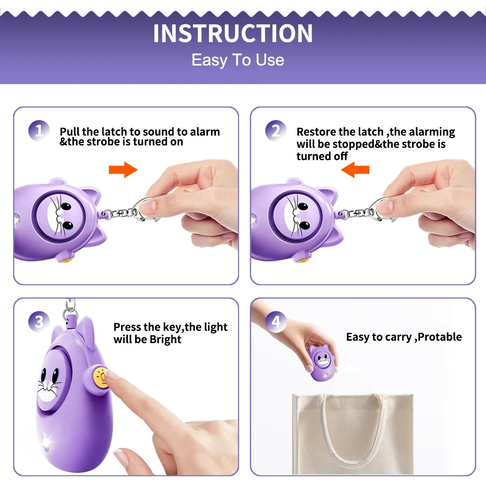 Cute Cat Personal Self Defense - огляд і ціна Personal Alarm Keychain
