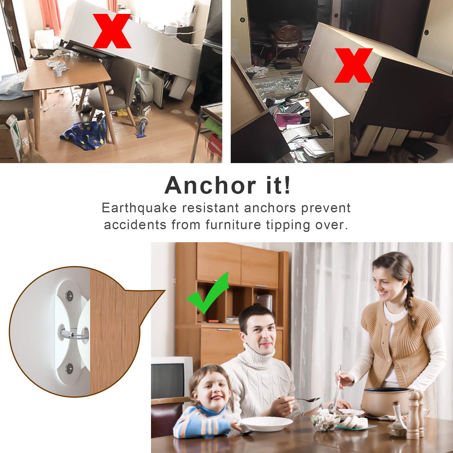 6 Set Furniture Wall Anchors A - огляд і ціна Earthquake Anchor Strap